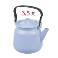 Миниатюра: Чайник эм. 3,5л сфер. серо-голубой с петлей