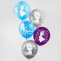 Миниатюра: Воздушные шары цветные С Днем Рождения, Холодное Сердце, 12 дюйм (набор 5 шт)