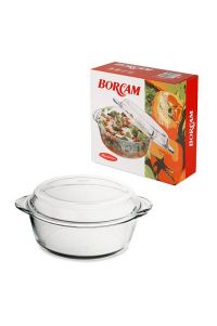Миниатюра: Кастрюля д/СВЧ 2л с кр. круглая,жаропрочное стекло BORCAM
