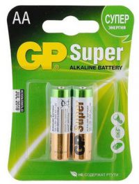 Миниатюра: Батарейка АА GP LR6 SUPER Alkaline 15A 2шт в блистере