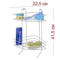Миниатюра: Полка настенная угловая 2-х ярусная белая 41,5*23*23см