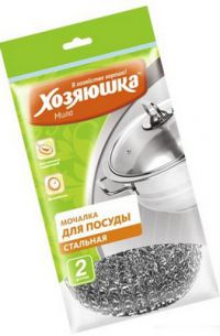 Миниатюра: Губка д/посуды 2шт Хозяюшка стальная