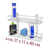 Миниатюра: Полка настенная 2-х ярусная хром 40*27*11см