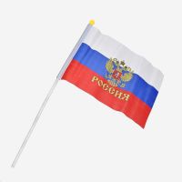 Миниатюра: Флаг РФ 16*24 с гербом,с пл. ручкой