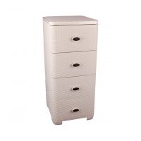 Миниатюра: Комод 4-х секц. пласт. Плетёнка слон. кость (375*360*830мм)