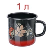 Миниатюра: Кружка эм. 1л декор красно-черная