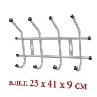 Миниатюра: Вешалка д/одежды 4 крючка хром 41*23*9см