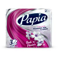 Миниатюра: Туалетная бумага PAPIA 3сл.4рулона белая с ароматом Балийский цветок