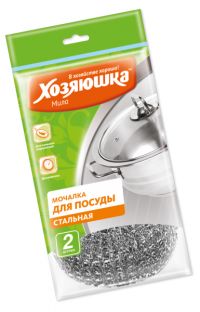 Миниатюра: Губка д/посуды 2шт Хозяюшка Стальная Сила