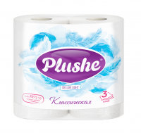 Миниатюра: Туалетная бумага Plushe Deluxe 3сл. 4 рулона по 15м Классик/12