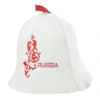Миниатюра: Шапка д/бани Russia, экофетр (белый)
