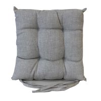 Миниатюра: Подушка-сидушка для стула 40*40 с пиковками и завязками Sonnet Рогожка, арт. 5 Лен