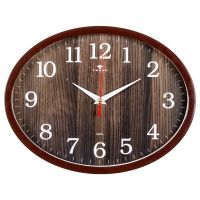 Миниатюра: Часы настенные овал д22,5*29см,плавный ход,корпус коричневый Структура дерева