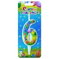 Миниатюра: Свеча-цифра д/торта 6 с днем рождения