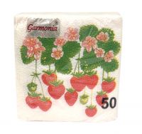 Миниатюра: Салфетки бумажные 1 слой, 24*24 см, 50 штук ГАРМОНИЯ ЦВЕТА Земляника