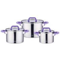 Миниатюра: Набор кастрюль нерж. 6пр (2л,2.8л,3.8л) индукция, Lara Лаванда