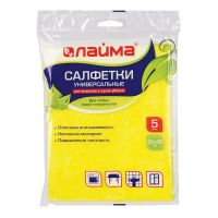 Миниатюра: Салфетка д/уборки 5шт 30*38см вискоза,универсал. MEGA 90г/м2,желтые Лайма