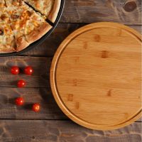 Миниатюра: Блюдо д/пиццы 32*32см бамбук на крутящейся подставке