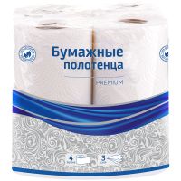 Миниатюра: Полотенца бумажные в рулонах OfficeClean Premium, 3-слойные, 11м/рул., тиснение, белые, 4шт.