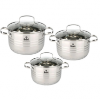 Миниатюра: Набор кастрюль нерж. 6пр (3,6л; 4,7л; 6л) Rashel, стекл.крышкой