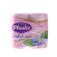 Миниатюра: Бумага туалетная 4 рул., 3 слоя Plushe «Comfort care» water lily, розовый, аромат.