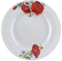 Миниатюра: Тарелка обеденная 24см мелкая Идиллия Маки красные