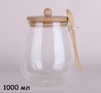 Миниатюра: Банка д/сыпучих 1000мл стекло с ложкой