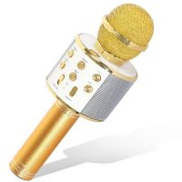 Миниатюра: Микрофон беспроводной Комплектация: караоке микрофон, USB-кабель, инструкция. (Цвет: золото.)