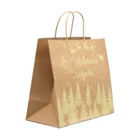 Миниатюра: Пакет подарочный новогодний крафтовый Snow, 32*28*15 см