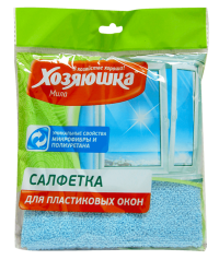Миниатюра: Салфетка д/уборки 1шт 30*30см микрофибра (для пласт. окон) ХОЗЯЮШКА Мила 250 гр/м2