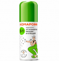 Миниатюра: Аэрозоль 100мл от комаров/клещей/мошек 3в1 Комарофф /24