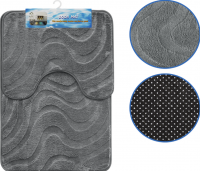 Миниатюра: Набор ковриков 2шт Волна д/ванны и туалета 50*80+50*40см темно-серый