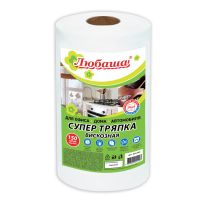 Миниатюра: Салфетка д/уборки 150шт 20*23см рулон,вискоза,универсал. СУПЕР ТРЯПКА,35г/м2,белые ЛЮБАША