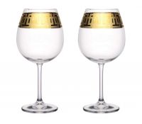 Миниатюра: Набор бокалов д/вина 2шт 650мл Греческий узор золото Богемия