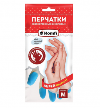 Миниатюра: Перчатки хозяйственные виниловые SUPER КОМФОРТ, гипоаллергенные, размер M, 88г, Komfi, ADM