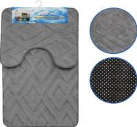 Миниатюра: Набор ковриков 2шт Ромб д/ванны и туалета 50*80+50*40см серый