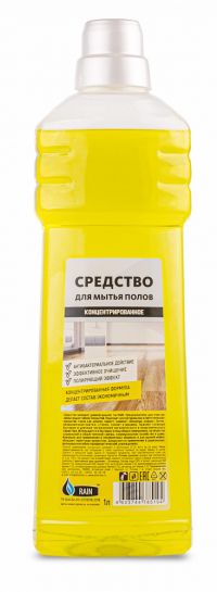 Миниатюра: Средство д/мытья полов 1л RAIN Концентрированное Универсальное моющее (18 шт/кор)