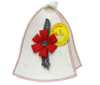 Миниатюра: Шапка д/бани Белая Красный Цветок. ТМ Жар-Банька