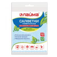 Миниатюра: Салфетка д/уборки 10шт 34*38см вискоза,универсал. MEGА 50г/м2,синяя волна LAIMA