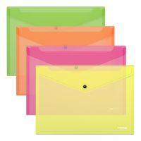 Миниатюра: Папка-конверт на кнопке А4 EK Fizzy Neon 55020 п/прозр.асс.