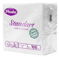 Миниатюра: Салфетка бумажная 1сл 24*24см 100шт белый Plushe Standart