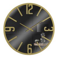 Миниатюра: Часы настенные круг д50см из металла,плавный ход,открытая стрелка,золотой+зеркало Классика