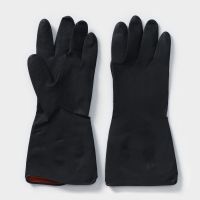 Миниатюра: Перчатки хозяйственные латексные, р L, защитные, хим/стойкие, 60 гр, цвет чёрный