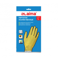 Миниатюра: Перчатки МНОГОРАЗОВЫЕ латексные LAIMA СТАНДАРТ х/б напыление, ПЛОТНЫЕ, размер L