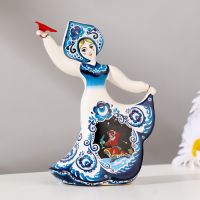 Миниатюра: Сувенир колокольчик кукла Гжель, 11,5 см, керамика