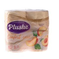 Миниатюра: Туалетная бумага 4рул. 3слоя Plushe «Comfort care» Honey Nectarine, персик