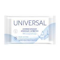 Миниатюра: Салфетки влажные 15шт универсальные UNIVERSAL PURE WATER