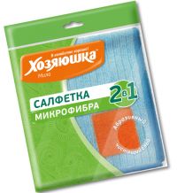 Миниатюра: Салфетка д/уборки 1шт 30*30см микрофибра Хозяюшка Мила2в1