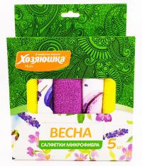Миниатюра: Набор салфеток Хозяюшка Мила Весна, микрофибра 30*30см, 5шт.