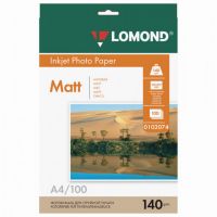 Миниатюра: Фотобумага матовая, А4, 140 г/м2, односторонняя, 100 листов, LOMOND, 0102074
